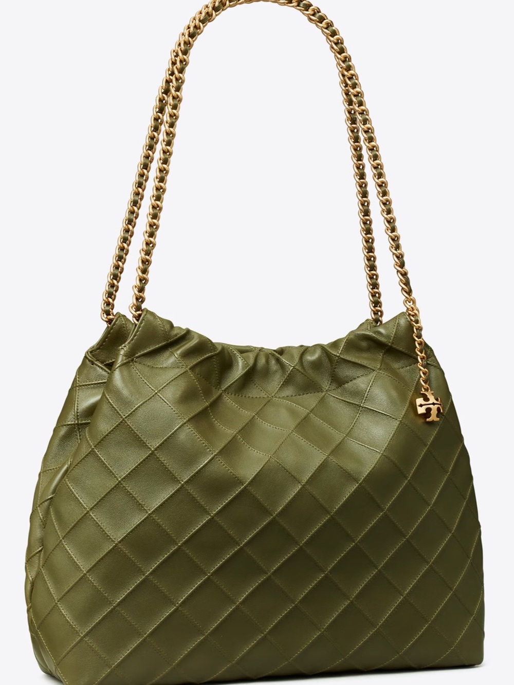 Tory Burch Fleming Soft Hobo Bag Dark Olive Leather NWT